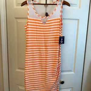 NWT Cremieux "Gracie" Anchor Collection Knit Dress Peach & White Stripe, Size M
